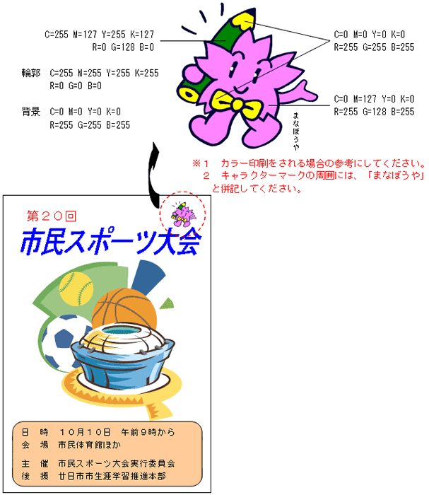 キャラクターマークの使用例の画像