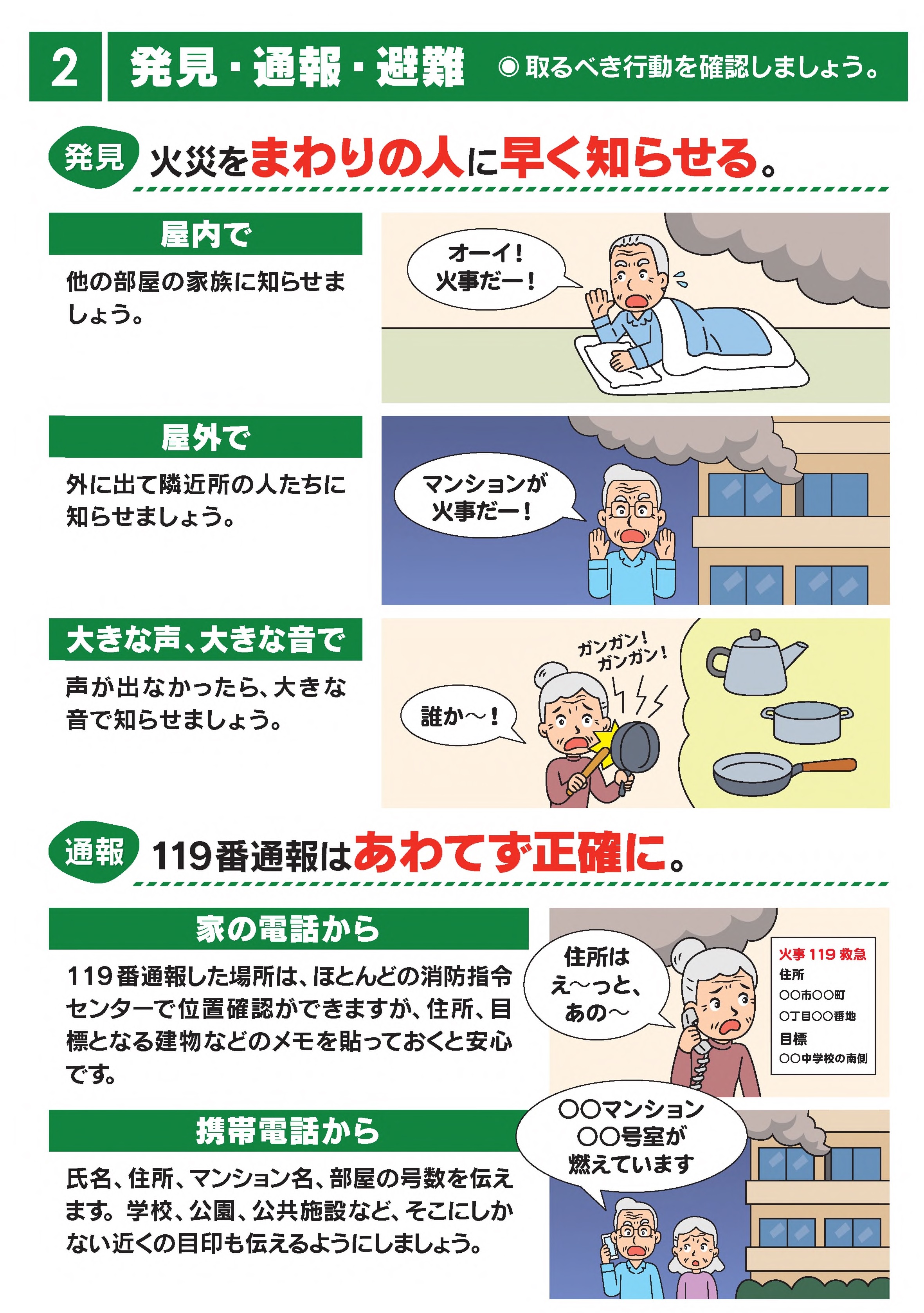火災をまわりの人に早く知らせる