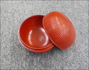 宮島ロクロ細工菓子器　姫丸菓子器　摺り漆 　
