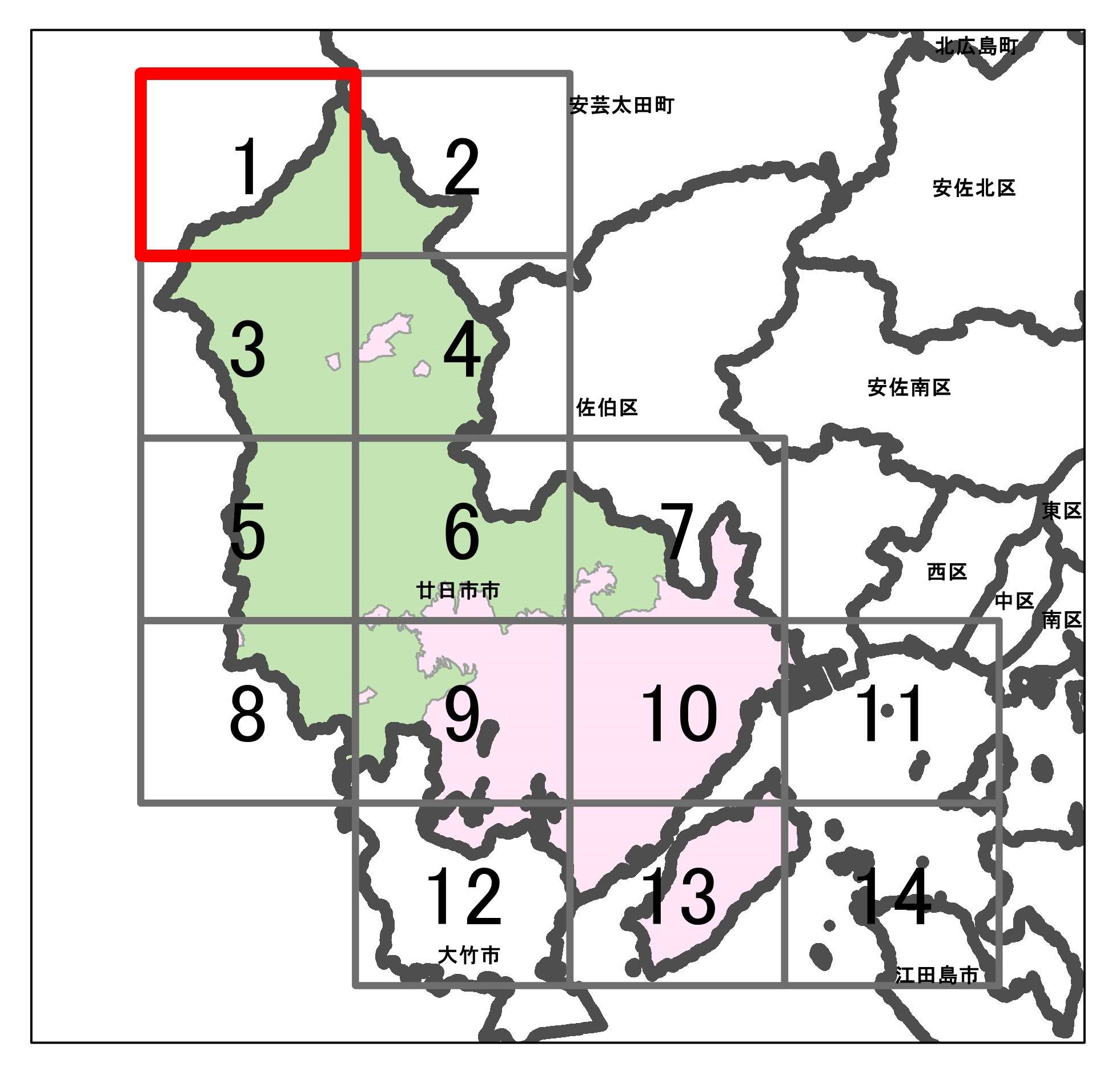 盛土規制法規制区域図郭割図