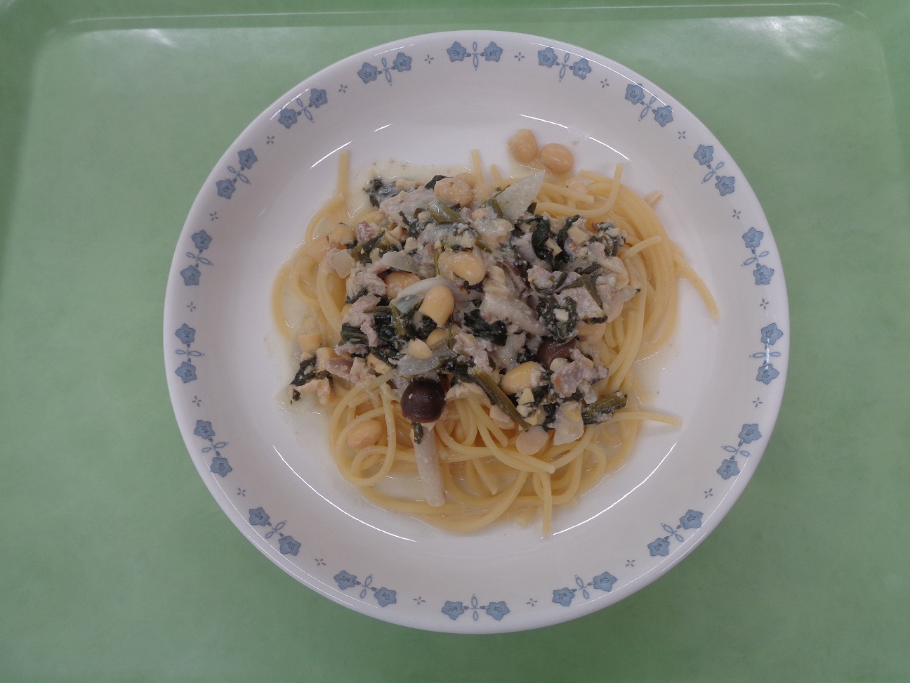 宮島学校給食センター2月14日のパワー抜群じゃ！元気いっぱいスパゲティの写真