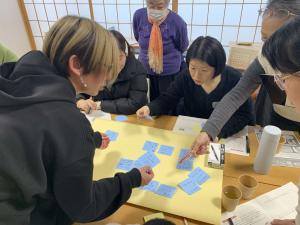 模造紙に付せんを貼る