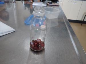 ペットボトルに小豆を入れてマラカスを作る