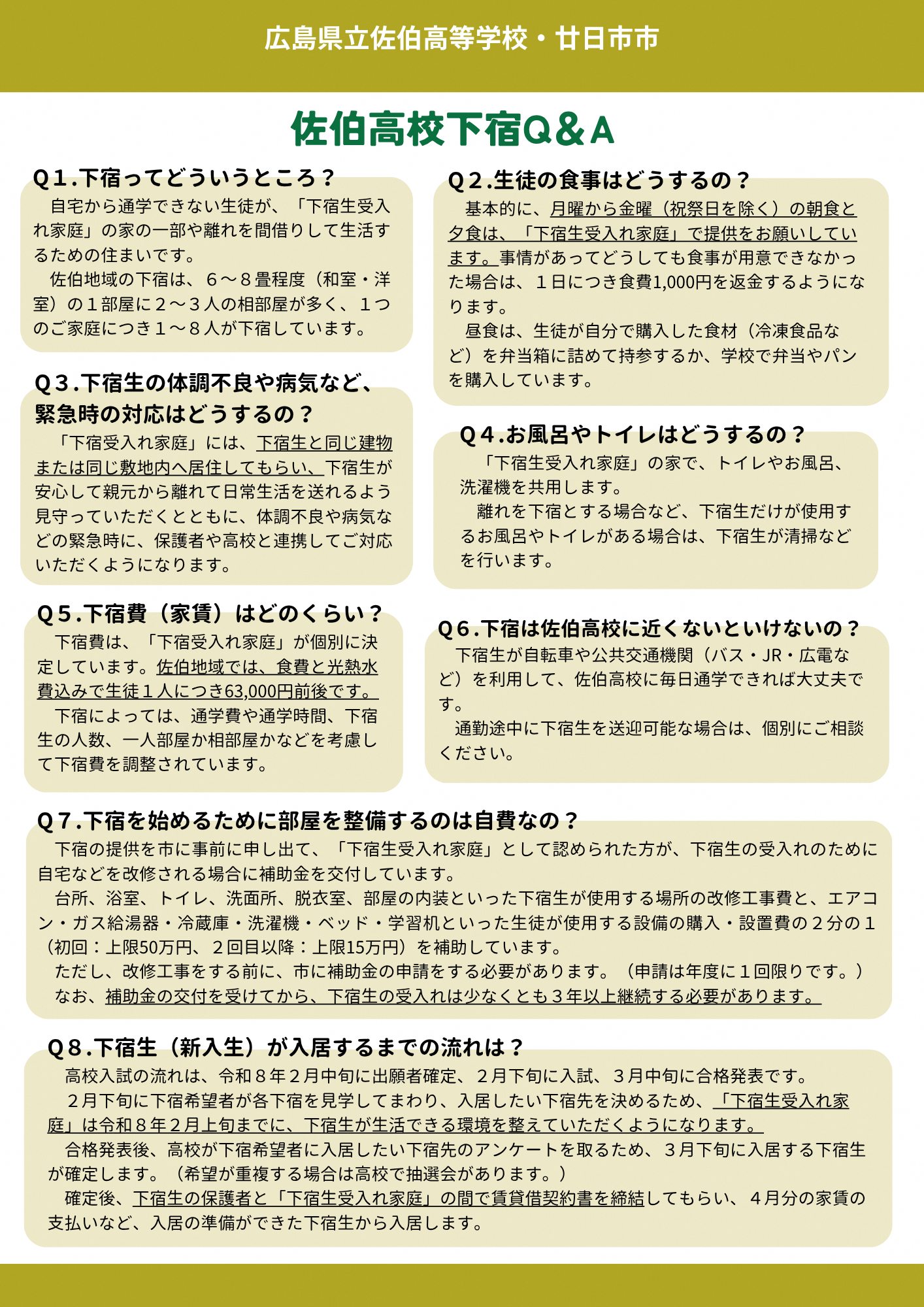佐伯高校下宿Q＆A