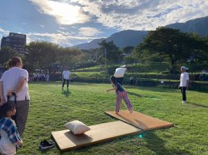 まくら投げ世界選手権大会の写真