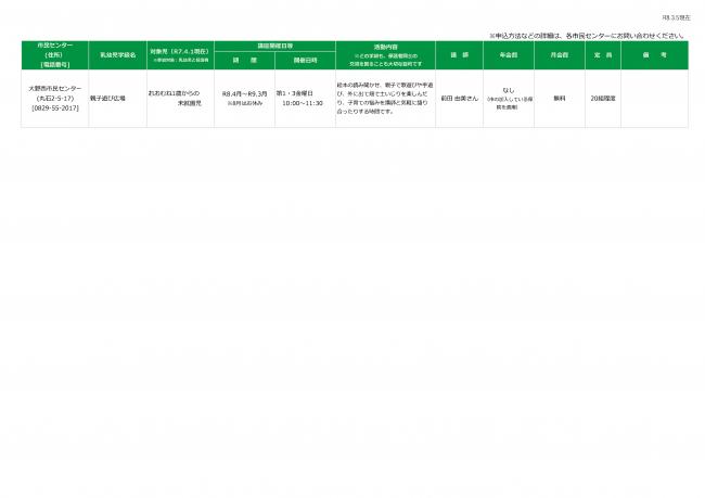 令和8年度乳幼児学級２